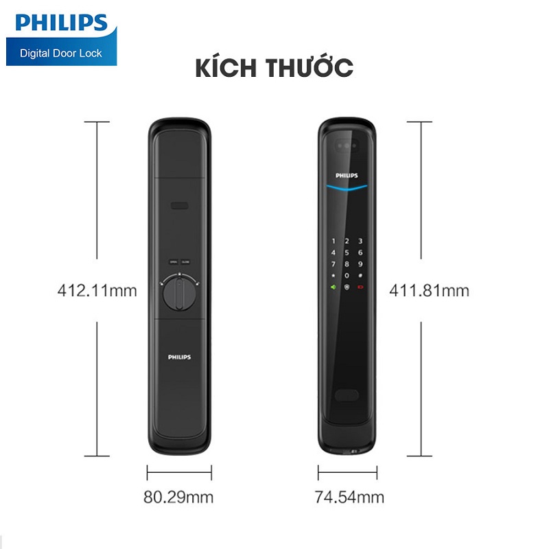 Khóa cửa nhận dạng khuôn mặt Philips DDL 702-8HW, khóa công nghệ cao mở cửa không chạm